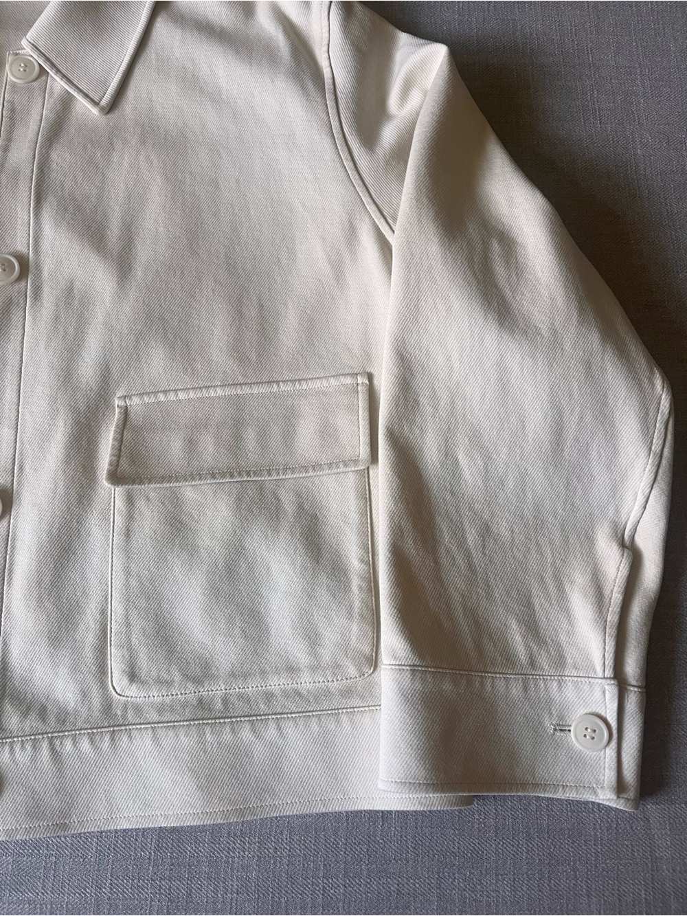 Uniqlo Women's Cream Button-Front Jersey Knit Relaxed Oversized Boxy Jacket - Picture 8 of 16